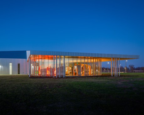 Visible from the Interstate, the energy exhibit becomes the signature design element for the facility. 
