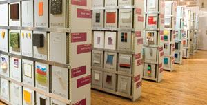 A view of the Material ConneXion's product library in New York, which will feature products that have been certified by a new condition of organizations that support the cradle-to-cradle design philosophy. Material ConneXion also has libraries in Milan, Cologne, and Bangkok.