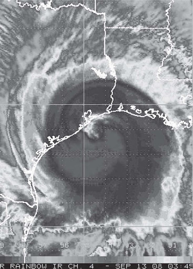 Hurricane Ike approaches the Texas coast in September. Look for increasingly erratic weather as the 21st century progresses.