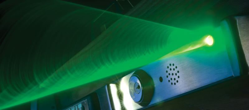In an emergency, Beacon from Assa Abloy leads the way toward a safe exit. The device connects to a building's fire alarm system and helps occupants exit through the use of audio and visual alerts. Pulsing light combines with white noise, followed by verbal instructions indicating exit locations in one or more languages. In the sequence's final phase, a green laser beam highlights the exit.

assaabloydss.com