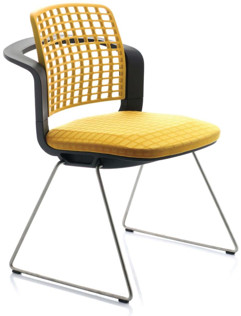 HÅG by Izzyizzydesign.com

Cushion is designed to allow 180 degrees of ergonomic seating; rear handle doubles as armrest - Greenguard and ISO 14025 certified - Skid-base model has recycled polypropylene and stainless steel; a four-star base model with 100 percent recycled aluminum is available - Soft-grid back and seat are available in black, ochre, sand, and olive Upholstered back is optional - More than 100 textile options