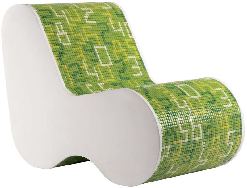 Jürgen Mayer H.'s new design for Bisazza Home offers a literal twist on conventional glass tile. As shown here on a polyurethane chair, the glass mosaics are adhered to flexible sheets (the Data collection comes in black, red, and green). The tiles can be used on walls and furniture, as well as high-traffic floors.



Approximately 12 3/5" x 12 3/5" sheets

bisazzausa.com