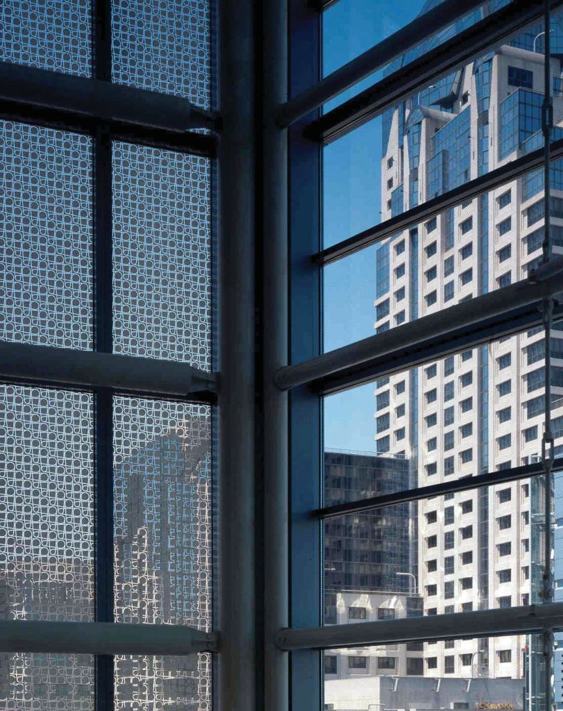 Viraspan silk-screened glass

Viracon

viracon.com

Fourteen patterns available, including eight patterns in the Line series and six patterns in the Dot and Hole series (shown) - Coverage ranges from 20% to 60% - Each pattern can be specified in 14 different ceramic frit colors - Can be combined with solar-controlling coatings