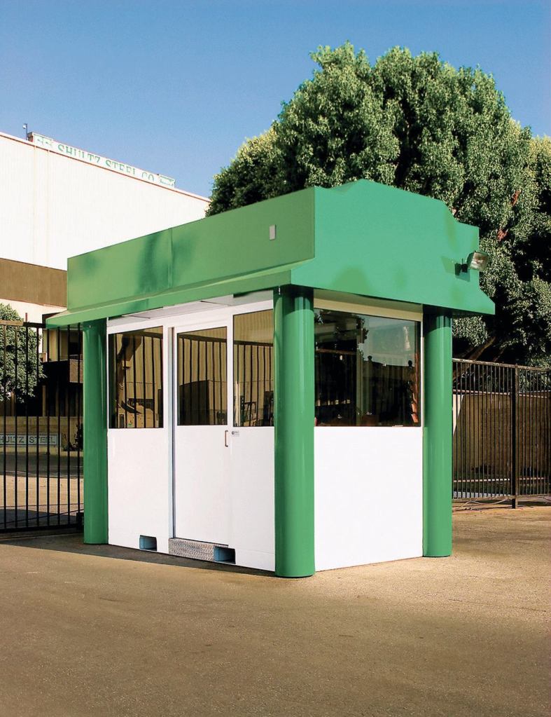 The Image Icon is the latest design from B.I.G. Enterprises. Serving as a welcoming point for employees and visitors, the booth is also designed to be a perimeter checkpoint. The Image Icon features dual-pane insulated glass windows and two steel doorways. The interior is equipped to handle major electrical needs, including provisions for security camera systems, data, and communication. The booth is delivered prefabricated and ready for installation.

bigbooth.com