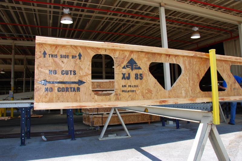 XJ 85 Wood I Beam joist from



Georgia Pacificgp.com

Strategically placed openings accommodate plumbing, wiring, and ductwork



Available in 16-inch depth and standard lengths from 6 to 26 feet



Prefabricated lengths, precut holes, and on-site trimming reduce wasted materials and time



Openings are closer to the end of the beam, closer together, and wider for increased versatility