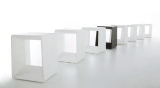 The Air stool is the latest addition to Gandía Blasco’s Plastic collection of indoor-outdoor furniture. Made of rotationally molded polyethylene, the hollow stool comes in two sizes: the Bar stool measures 16" by 12" by 30"; the Low stool (shown) measures 12" by 10" by 16". Four colors are available: white, black, tobacco, and warm gray. The Air stool was created for Gandía Blasco by Spanish product designer Héctor Serrano. gandiablasco.com