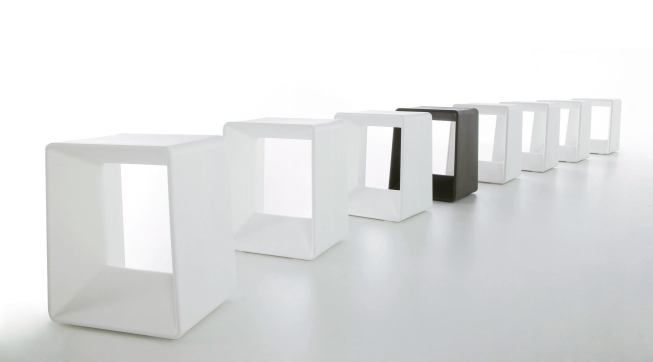 The Air stool is the latest addition to Gandía Blasco’s Plastic collection of indoor-outdoor furniture. Made of rotationally molded polyethylene, the hollow stool comes in two sizes: the Bar stool measures 16" by 12" by 30"; the Low stool (shown) measures 12" by 10" by 16". Four colors are available: white, black, tobacco, and warm gray. The Air stool was created for Gandía Blasco by Spanish product designer Héctor Serrano. gandiablasco.com