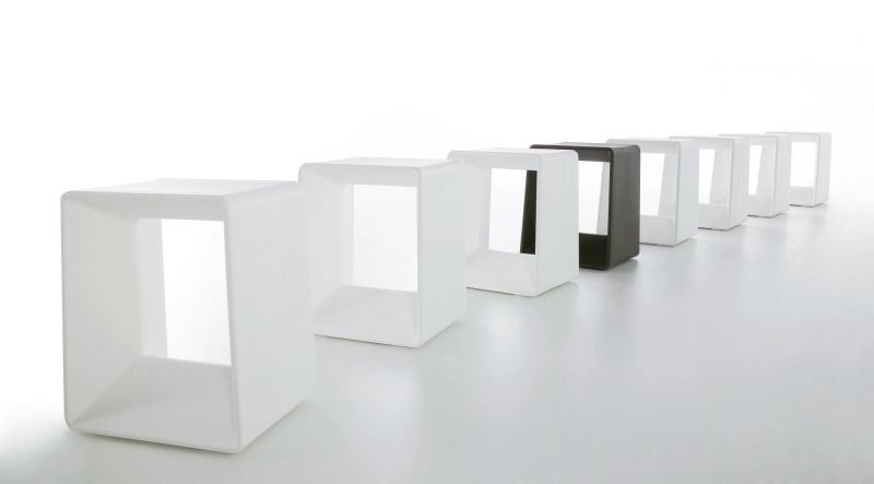 The Air stool is the latest addition to Gandía Blasco’s Plastic collection of indoor-outdoor furniture. Made of rotationally molded polyethylene, the hollow stool comes in two sizes: the Bar stool measures 16" by 12" by 30"; the Low stool (shown) measures 12" by 10" by 16". Four colors are available: white, black, tobacco, and warm gray. The Air stool was created for Gandía Blasco by Spanish product designer Héctor Serrano. gandiablasco.com