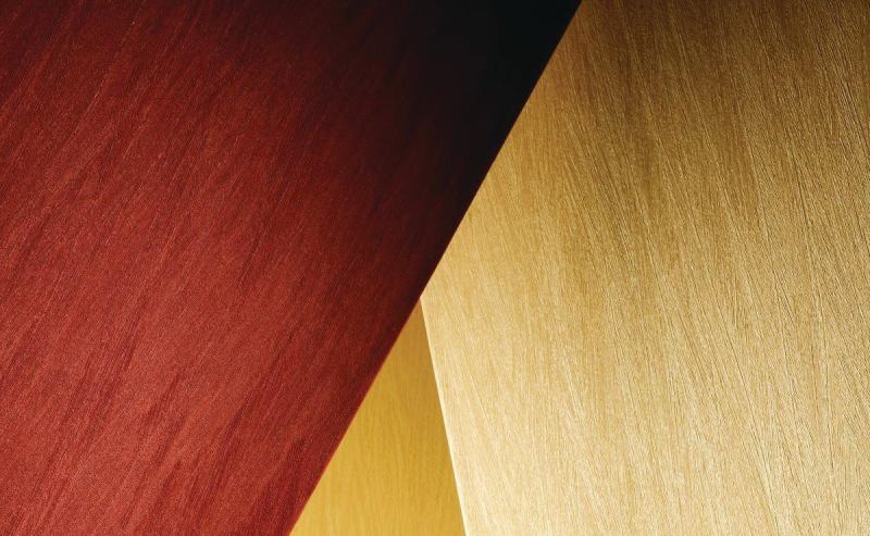 Proximity wallcovering from Versa has vertical lines meant to resemble landscapes such as striated riverbeds and wheat fields. It has 21 designs (including Sonoma grape, Aegean blue, Santa Fe Desert brown, Mesa Verde copper, Seattle gray, and Venice Beach white) and is made with Second-Look technology, which has 20% recycled content (10% of which is post-consumer). Second-Look contributes toward LEED points by recycling used wallpaper. Proximity is composed of 20-ounce, low-VOC, Type II vinyl on Osnaburg backing and uses water-based inks and adhesives. It measures 52" or 54" and is available with Permavent, a microventing technology that allows walls to breathe. versawallcovering.com