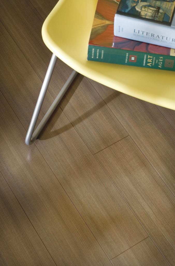 Wilsonart Contract Floorings eight new designs for its commercial-grade high-pressure laminate flooring are grouped into two trends: urban renewal and global influence. The four Urban Renewal designs (metro oak, chic teak, uptown walnut, and studio walnut) complement metal and glass with gray. Going Global mimics exotic wood: Paradise Bamboo complements the companys Bamboo-Natural flooring, while Bubinga resembles wood from a tree in swampy areas of Africa. Both flooring groups are suited for healthcare, education, and other commercial applications. wilsonartcontractflooring.com