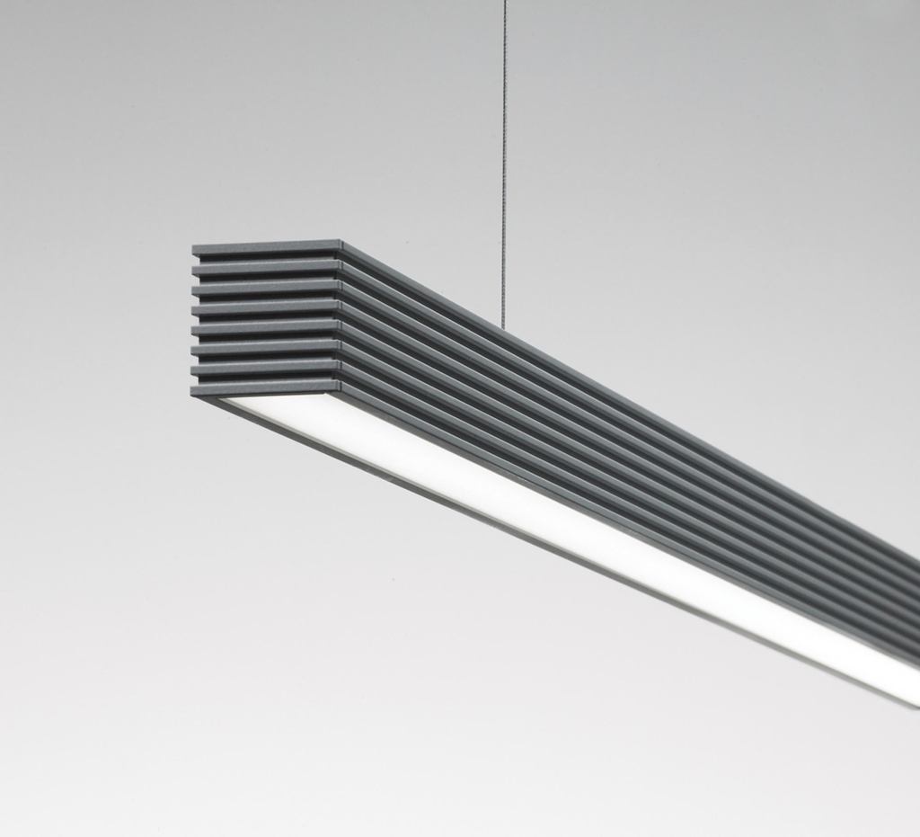 The L20 from Litecontrol offers an LED light source with elegant styling. The pendant-mount linear luminaire has been designed to provide higher light output and greater efficacy than a similar linear fluorescent luminaire. It is best suited for applications where a small-scale 2"-by-2" linear downlight is needed, such as laboratories, offices, retail, and public spaces. Its VC4 lens has a two-piece construction that couples an internal microstructure optical film with an optical shaping lens to produce a uniform lens that obscures the individual LED images with optimal glare control. The VC family consists of optical components that are individually engineered for maximum visual comfort. litecontrol.com