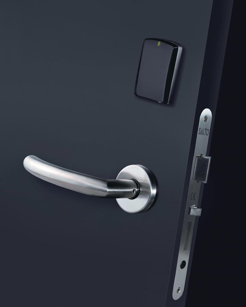 AElement from Salto Systems is a new RFID wireless hotel lock that allows end users to control an entire building’s security, grant access privileges to specific rooms, and gather audit trail data from every door—all from the front desk. AElement operates on a 2.4-GHz wireless network to communicate in real time with the server via a series of gateways and repeaters. If the connection is lost, it will automatically scan for an alternate signal. • saltosystems.com