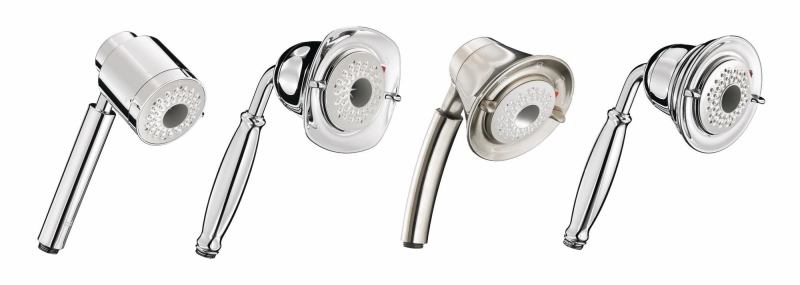 American Standard now includes hand showers in its FloWise collection. The expanded FloWise line is designed to meet water-saving needs, and a family of four can save about 11,000 gallons of water annually by replacing an older showerhead with one of its 1.5gpm models, according to the company. Three-function showerheads and hand showers offer a 1.5gpm turbine spray as well as a full spray and a combination of the full and turbine sprays, both of which consume a maximum 2gpm. The collection comes in polished chrome, blackened bronze, polished brass, stainless steel, and satin nickel. americanstandard-us.com