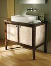 MTIWhirlpools Transitional line of bath furniture is able to complement both contemporary and traditional bath fixtures. Made with FSC-certified hardwoods, the line is low-VOC and low-HAP. ¨They are available with optional hardwood tops, and each piece is customizable from interior and exterior finishes to decorative front panels that include linen, exotic zebrawood, and antique mirror. Drawers include dovetail-joined construction, and doors and drawers feature soft-close hardware.The vanity shown includes an Aphrodite shell design from wallcovering manufacturer Maya Romanoff and a tropical veneer. mtiwhirlpools.com