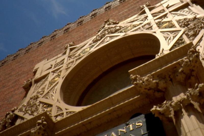Detail of the Merchants National Bank (1914), one of Sullivan’s “Jewel Box” banks found throughout the Midwest.