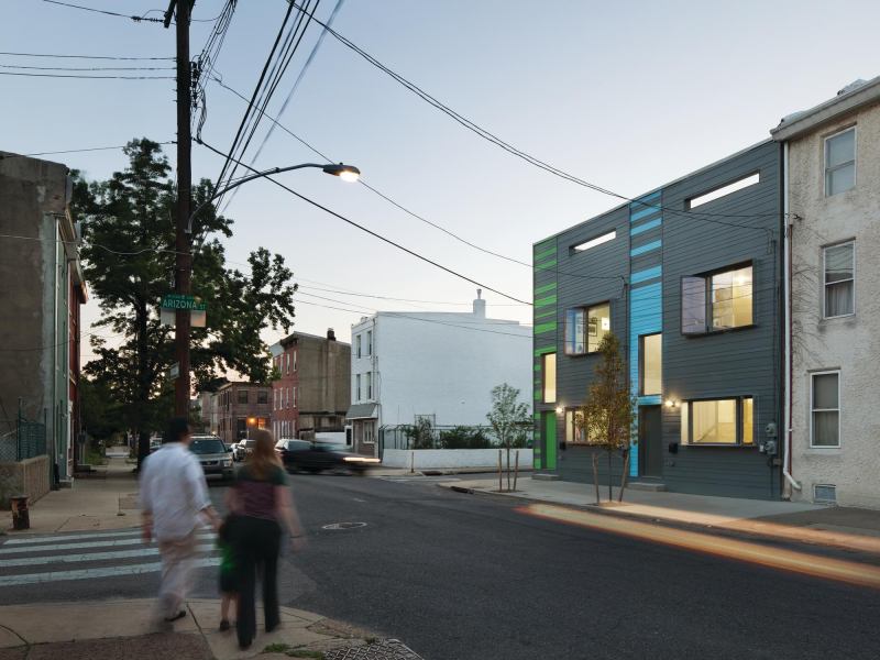 The LEED Platinum 100K prototype earned the distinction of USGBC LEED for Homes 2010 Project of the Year. Now Interface Studio Architects and developer Postgreen Homes, both in Philadelphia, are developing a production line of customizable larger models with more conventional layouts and finishes, but with the same exacting energy benchmarks.