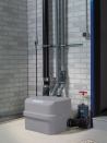 The Sanicubic Classic is a grinder system that reduces solids in the wastewater system.
