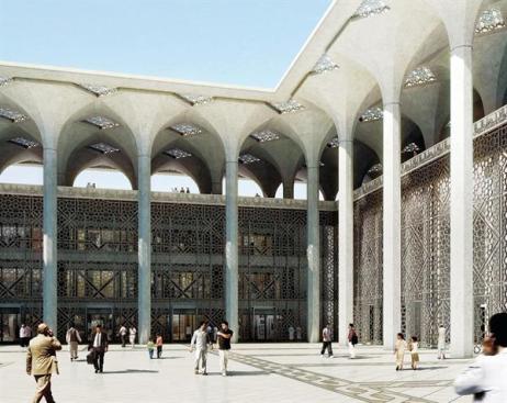 The Mosque of Algiers Algeria, Algiers KSP J?rgen Engel Architekten At 1.4 million square feet, the Mosque of Algiers will be the world?s third-largest mosque when it is completed.