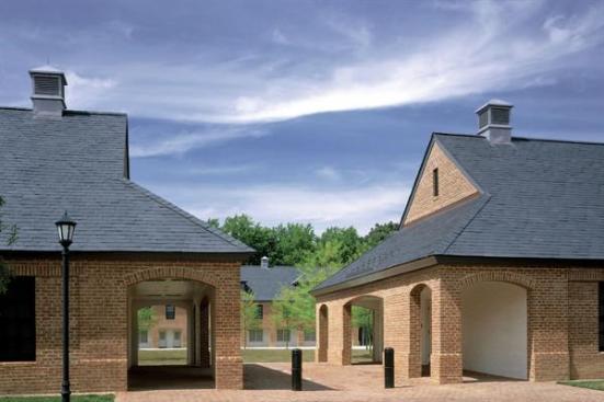 By facing the dormitory buildings onto a central lawn, Muse Architects bestowed a small-town feeling on the project. Residents enjoy various levels of public space, including generously sized loggias and a communal lounge.