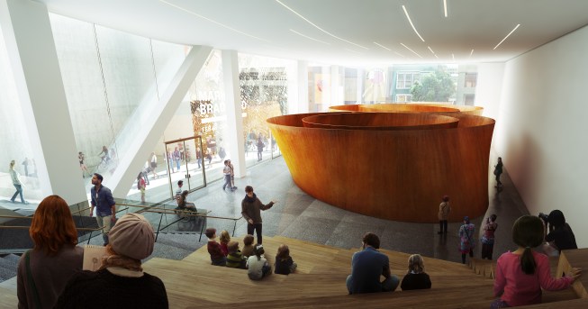 A glass-walled gallery on the ground floor will open onto Howard Street at the southern end of the new addition. The space will be open to the public and will not require an admission fee.