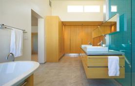 Part of the baths serene solution is ample storage.