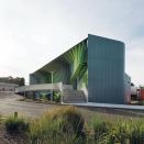 Woods Bagot designed a colorful, geometric
 fa&ccedil;ade for the Knox Innovation Training Opportunity and Sustainability 
Centre to make a vivid impression on its students, who are interested in
 pursuing future careers in sustainability.