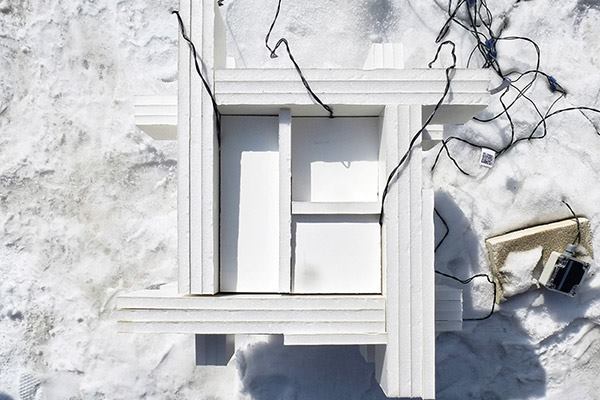 A fast-weather architectural probe constructed by University of Minnesota architecture students Daniel DeVeau, Kelly Greiner, and Kaylyn Kirby.