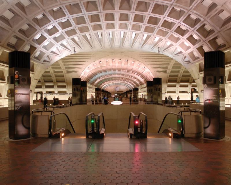 L'Enfant Plaza station, the last station in the District of Columbia before entering Virginia, was completed in 1977.