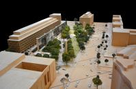 Axonometric perspective down Independence Avenue of Gehry's revised design