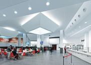 The illuminated light-wells in the cafeteria are set to 2700K in the morning to create a more relaxing environment and quality of light for students.