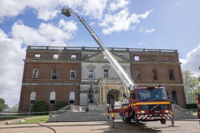 Fire officers at the Clandon Park House,&nbsp;in&nbsp;Guildford, Britain. Designed by the Venetian architect&nbsp;Giacomo Leoni, the&nbsp;18th-century Palladian mansion&nbsp;was gutted by a huge fire on Wednesday afternoon.