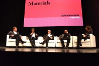 Participants in the opening materials-themed panel discussion, from left: Kiel Moe, AIA (moderator), Jan Knippers, Gail Peter Borden, FAIA, Skylar Tibbits, and Sheila Kennedy, FAIA.