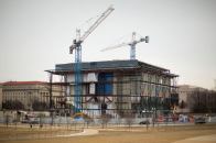 Construction continues for the Smithsonian's National Museum of African American History and Culture on the National Mall in Washington. The building will be situated between the National Museum of American History and 15th Street, next to the Washington Monument. When it opens to the public in 2016, the museum will be a centerpiece venue for ceremonies and performances, as well as a primary exhibition space for African American history and culture.