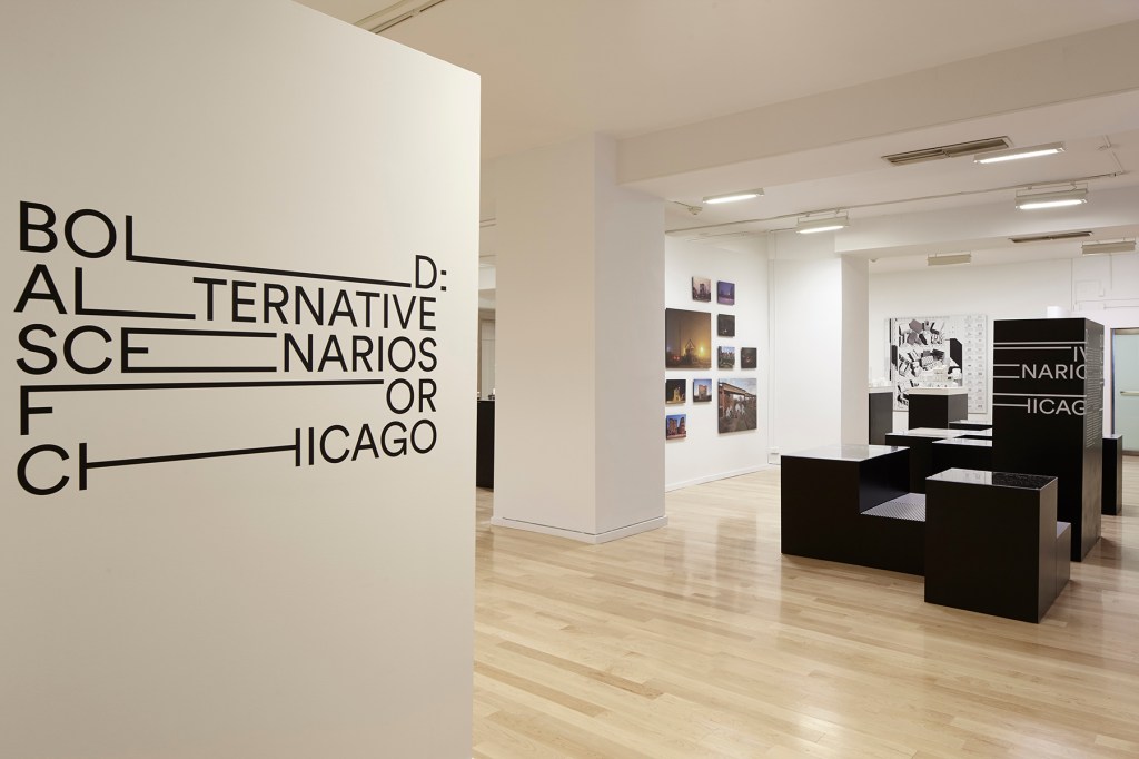 View of the exhibit &nbsp;"BOLD: &nbsp;Alternative &nbsp;Scenarios &nbsp;for &nbsp;Chicago" at the inaugural Chicago Architecture Biennial.