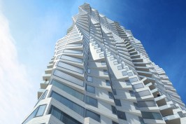Preliminary renderings of Folsom Street Tower in San Francisco, by Studio Gang Architects, highlight its torquing form, thanks to bay windows that rotate in plan as the building rises.&nbsp;(July, 2014)&nbsp;