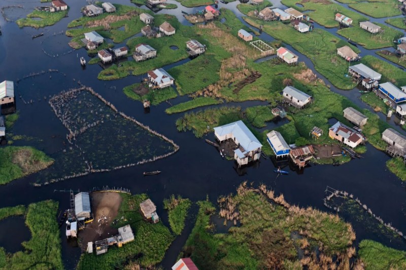 Stilt houses in Ganvie, Benin.