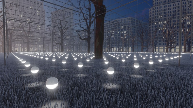 Erwin Redl, Proposal for Whiteout, 2017. Steel and animated white LEDs, dimensions variable.