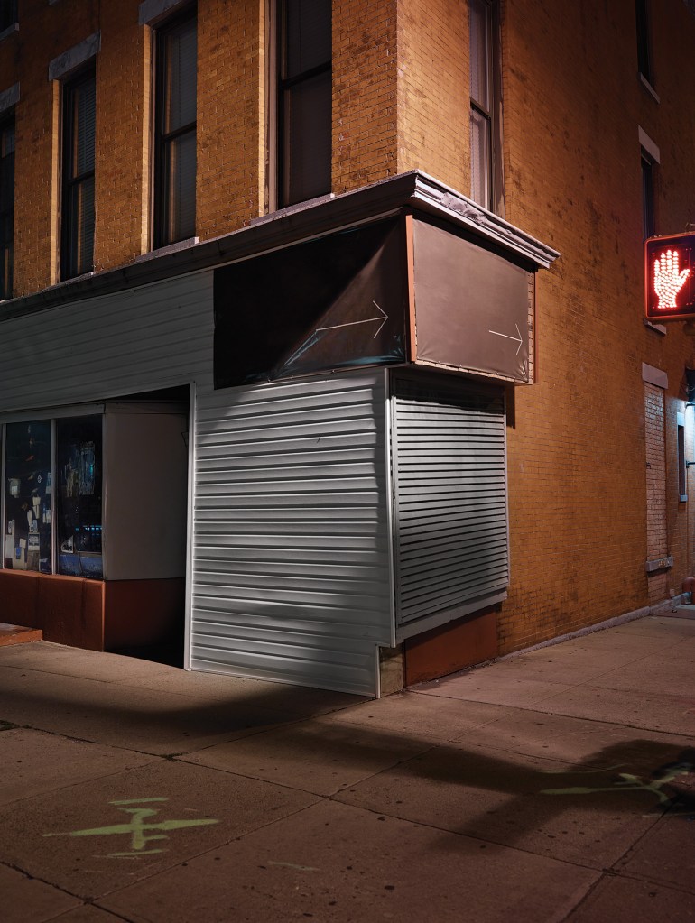 Corner, Brooklyn, N.Y.“The feeling of three-dimensional space on this corner is emphasized by the single streetlight, which was the main source of illumination. I was told that the building is one Edward Hopper once painted.” -- Lynn Saville
