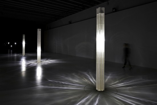 View of the brilliant caustic footprints created by the changing glass profiles.