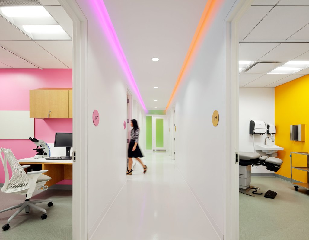 Light, color, and architecture are woven together to create a comfortable and friendly environment.