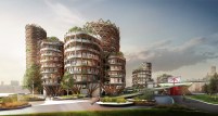 Mixed-housing towers strategically sited on the existing pier deck's strongest structural clusters