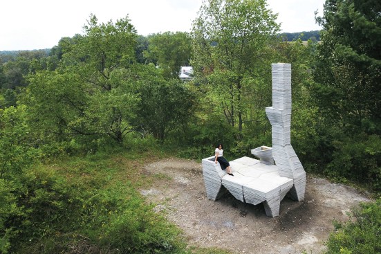 When completed, the duo’s Corbel-Bacon vacation cabin will occupy approximately 9 square meters and sit atop 3D-printed legs that will “adjust to the terrain.”  