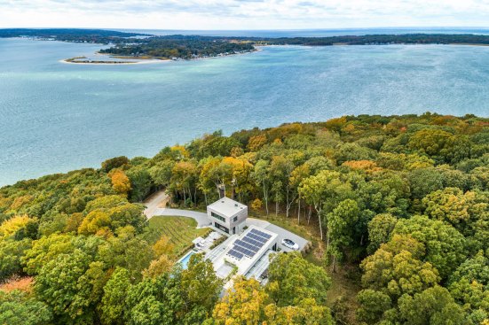 Eco House aerial view Peconic river 