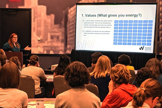 Je'Nen Chastain walks workshop participants through the exercise at the AIA 2019 Women's Leadership Summit.