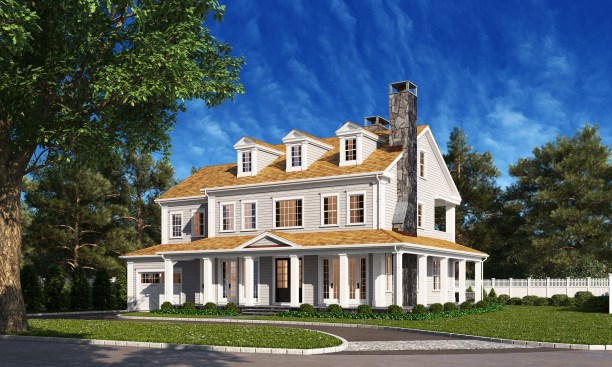 Riverside CT Colonial by DeMotte Architects, front 