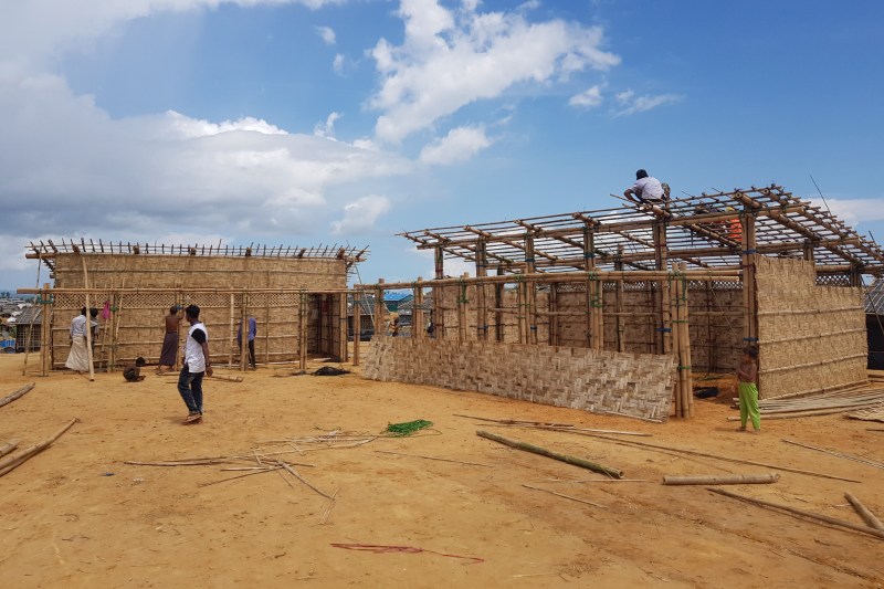 Building structures for Rohingya refugees in Bangladesh