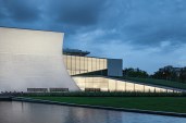 Skylight and Welcome Pavilions at dusk