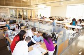 Interior Of Busy Modern Open Plan Office
