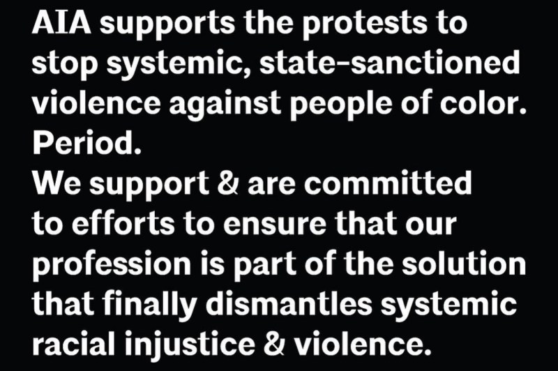 The American Institute of Architects issued the above statement on Instagram, which links to the full statement below.