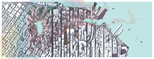 Moultrie Daye’s thesis project, “A Critique of Pure Violence,” overlays the quarries that enabled San Francisco’s construction onto the city itself, demonstrating how the act of taking up space can be a violent one.